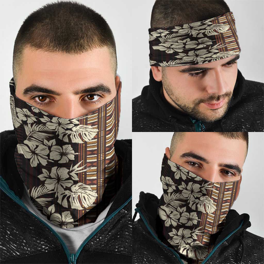 Bula Fiji Masi Neck Gaiter Tapa Tropical Hibiscus Half Stylized LT14 - Polynesian Pride