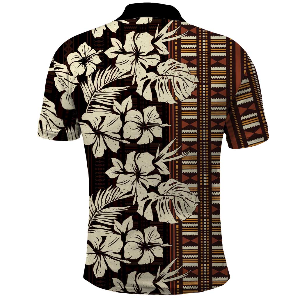 Bula Fiji Masi Polo Shirt Tapa Tropical Hibiscus Half Stylized LT14 - Polynesian Pride