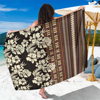Bula Fiji Masi Sarong Tapa Tropical Hibiscus Half Stylized LT14 One Size 44 x 66 inches Brown - Polynesian Pride