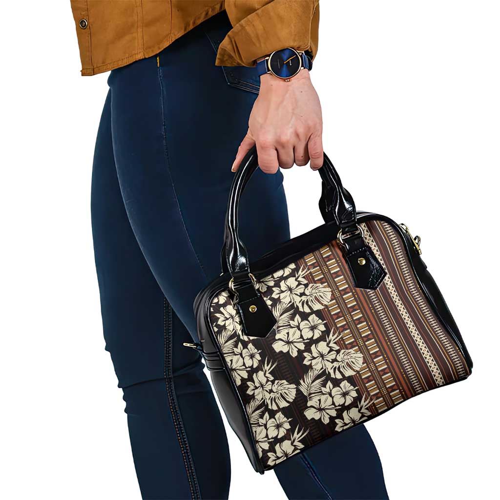Bula Fiji Masi Shoulder Handbag Tapa Tropical Hibiscus Half Stylized LT14 - Polynesian Pride