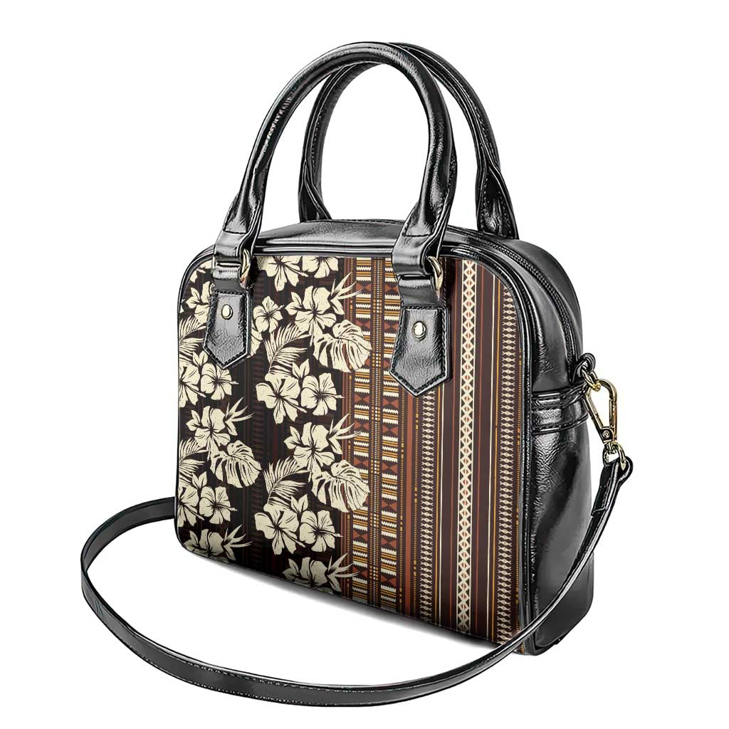 Bula Fiji Masi Shoulder Handbag Tapa Tropical Hibiscus Half Stylized LT14 - Polynesian Pride
