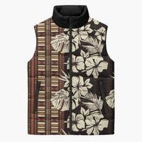 Bula Fiji Masi Sleeveless Puffer Jacket Tapa Tropical Hibiscus Half Stylized - Polynesian Pride