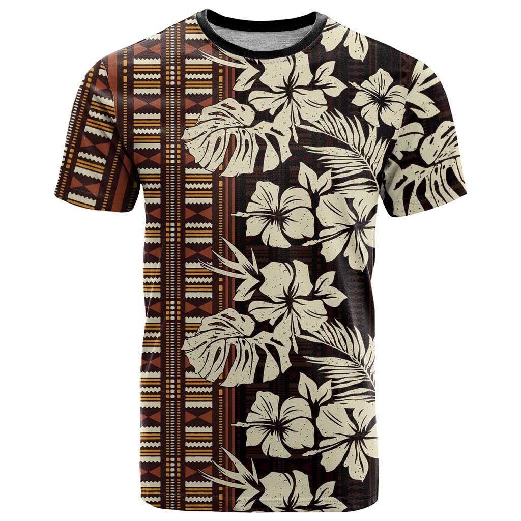 Bula Fiji Masi T Shirt Tapa Tropical Hibiscus Half Stylized - Polynesian Pride
