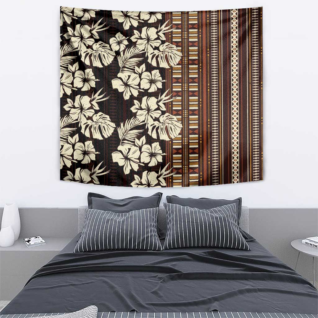 Bula Fiji Masi Tapestry Tapa Tropical Hibiscus Half Stylized LT14 - Polynesian Pride