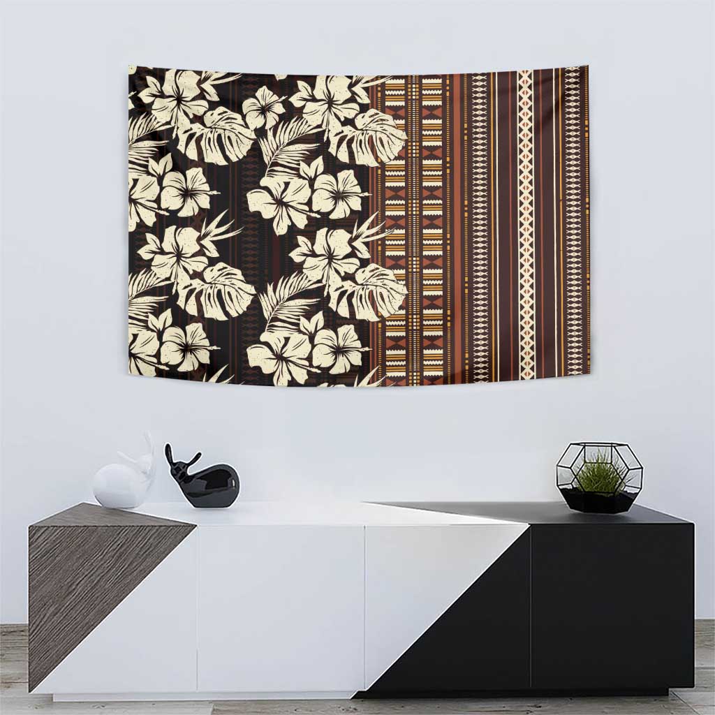 Bula Fiji Masi Tapestry Tapa Tropical Hibiscus Half Stylized LT14 - Polynesian Pride