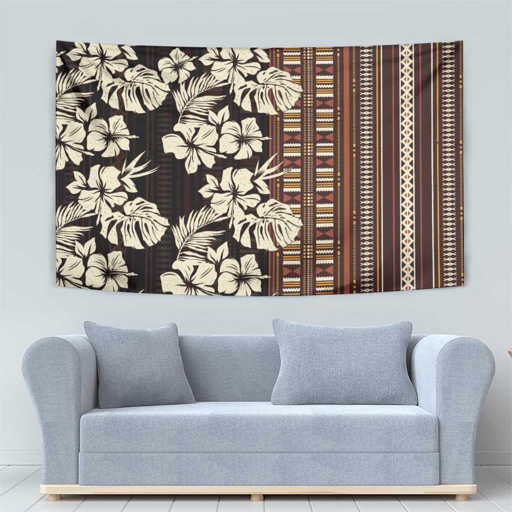 Bula Fiji Masi Tapestry Tapa Tropical Hibiscus Half Stylized LT14 - Polynesian Pride
