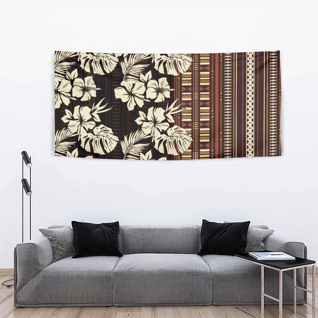 Bula Fiji Masi Tapestry Tapa Tropical Hibiscus Half Stylized LT14 - Polynesian Pride