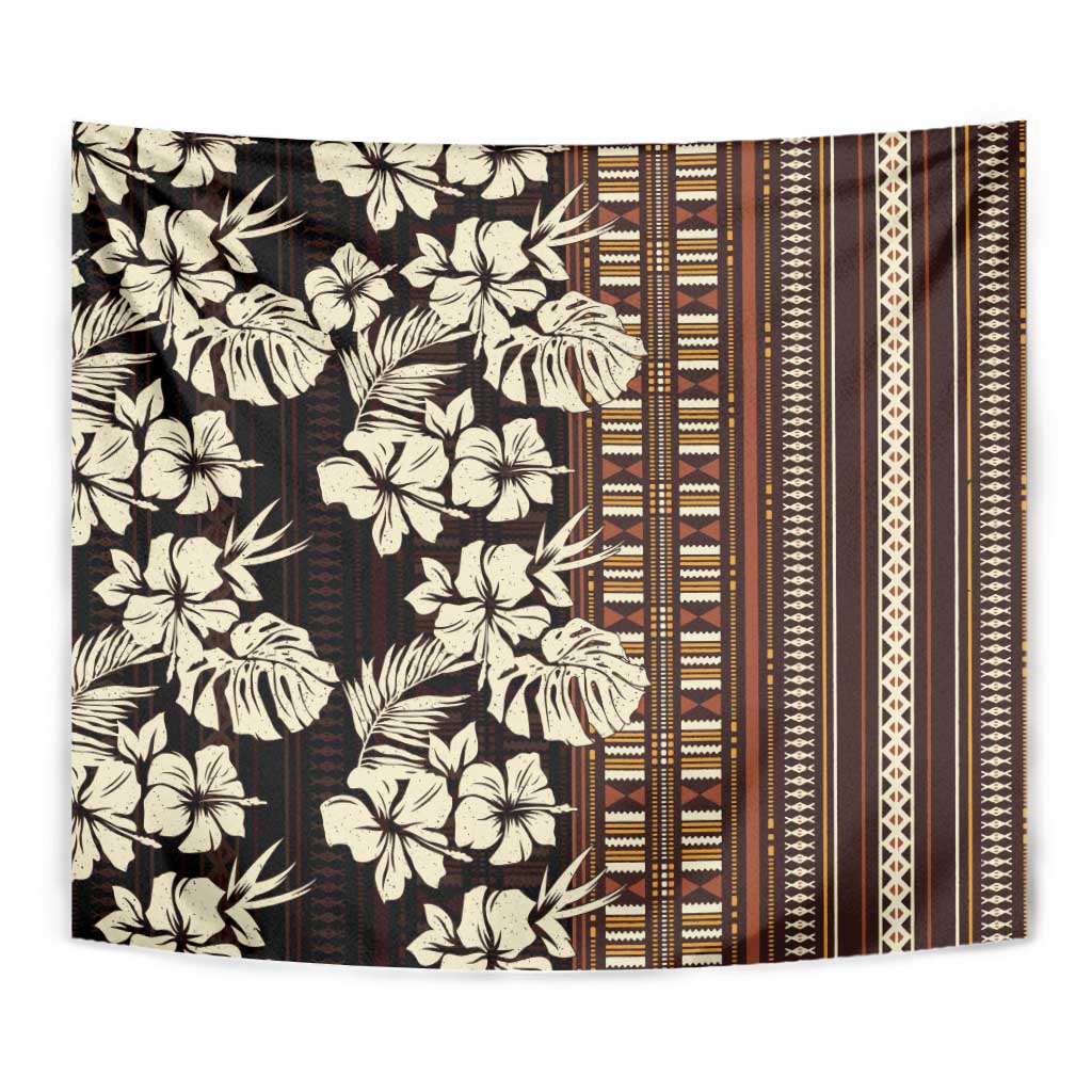 Bula Fiji Masi Tapestry Tapa Tropical Hibiscus Half Stylized LT14 - Polynesian Pride