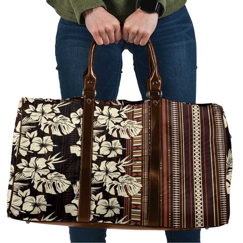 Bula Fiji Masi Travel Bag Tapa Tropical Hibiscus Half Stylized - Polynesian Pride