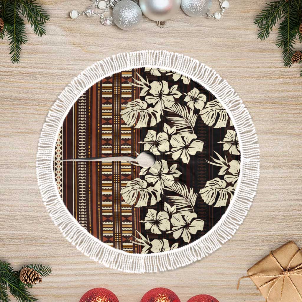Bula Fiji Masi Tree Skirt Tapa Tropical Hibiscus Half Stylized - Polynesian Pride