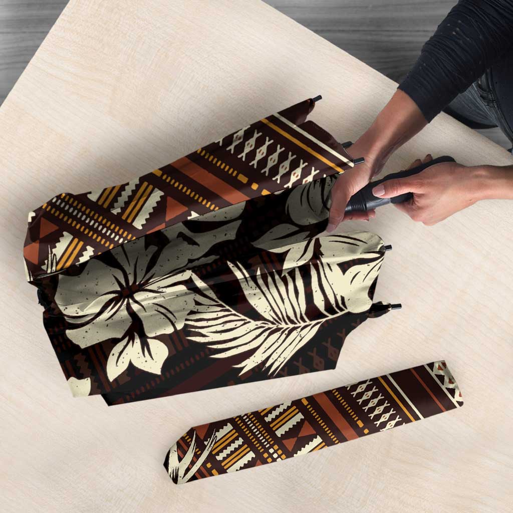 Bula Fiji Masi Umbrella Tapa Tropical Hibiscus Half Stylized - Polynesian Pride