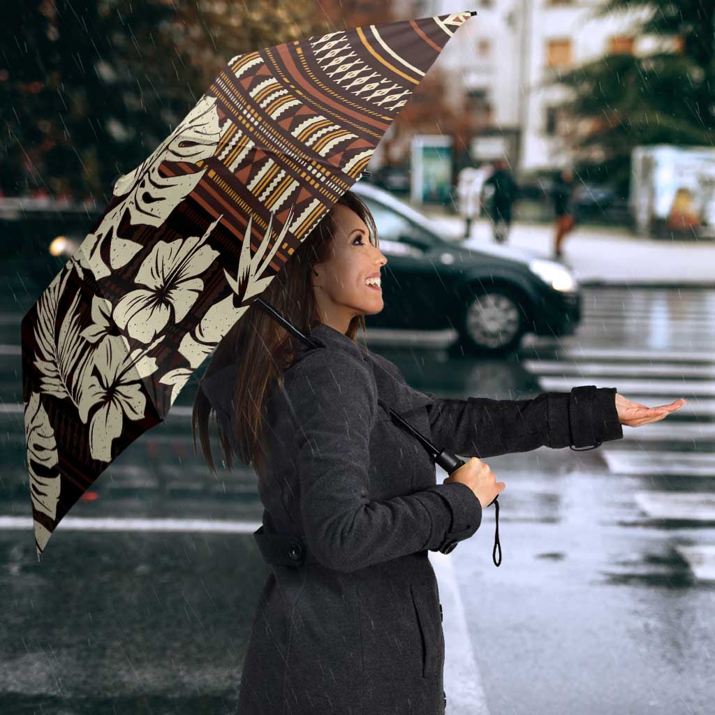 Bula Fiji Masi Umbrella Tapa Tropical Hibiscus Half Stylized - Polynesian Pride