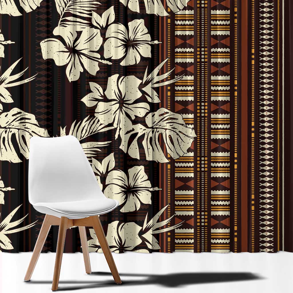 Bula Fiji Masi Window Curtain Tapa Tropical Hibiscus Half Stylized - Polynesian Pride