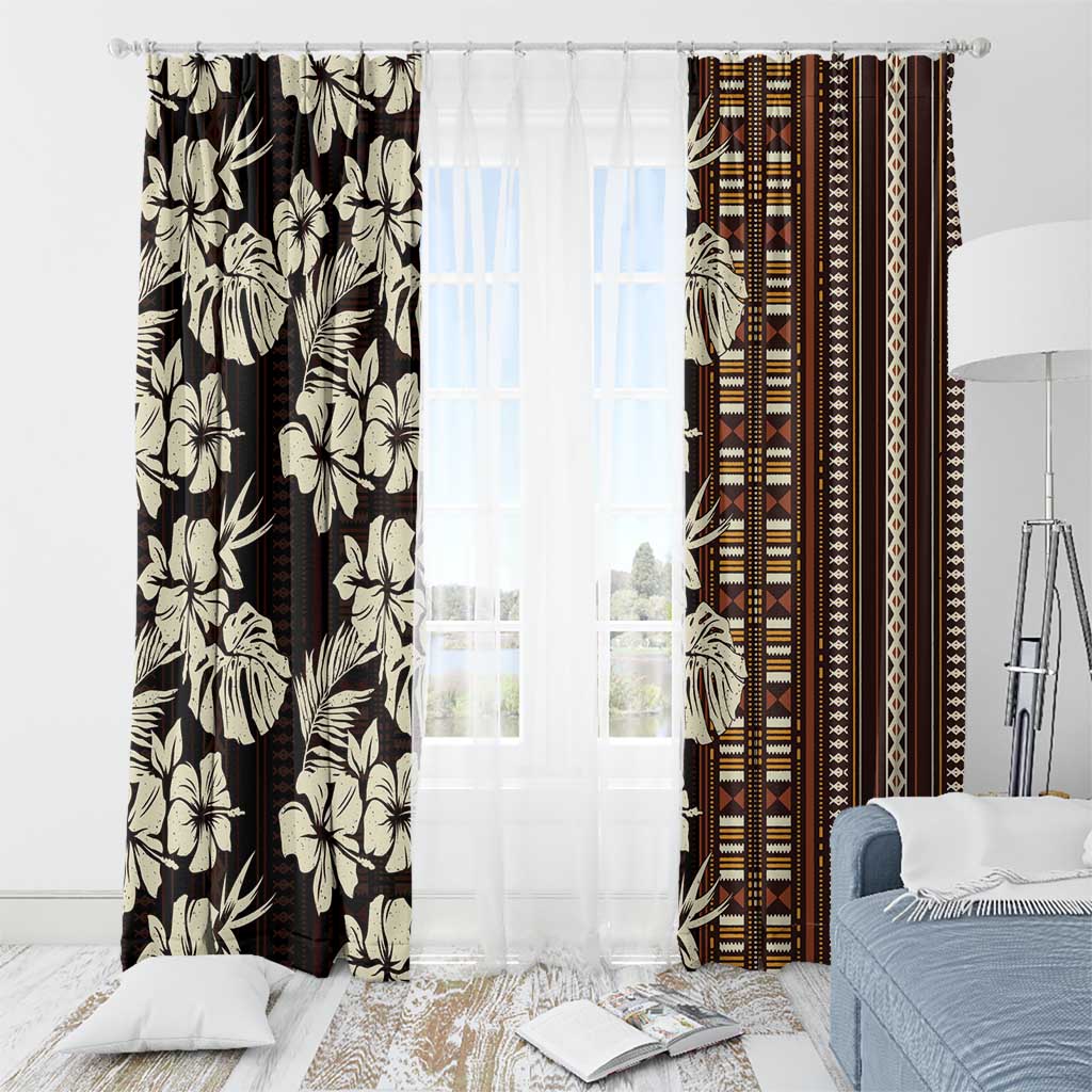 Bula Fiji Masi Window Curtain Tapa Tropical Hibiscus Half Stylized - Polynesian Pride