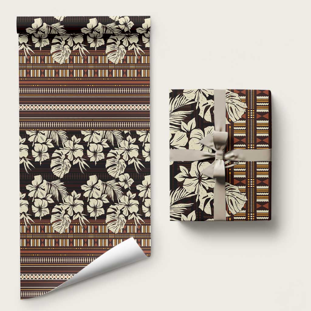 Bula Fiji Masi Wrapping Paper Tapa Tropical Hibiscus Half Stylized - Polynesian Pride