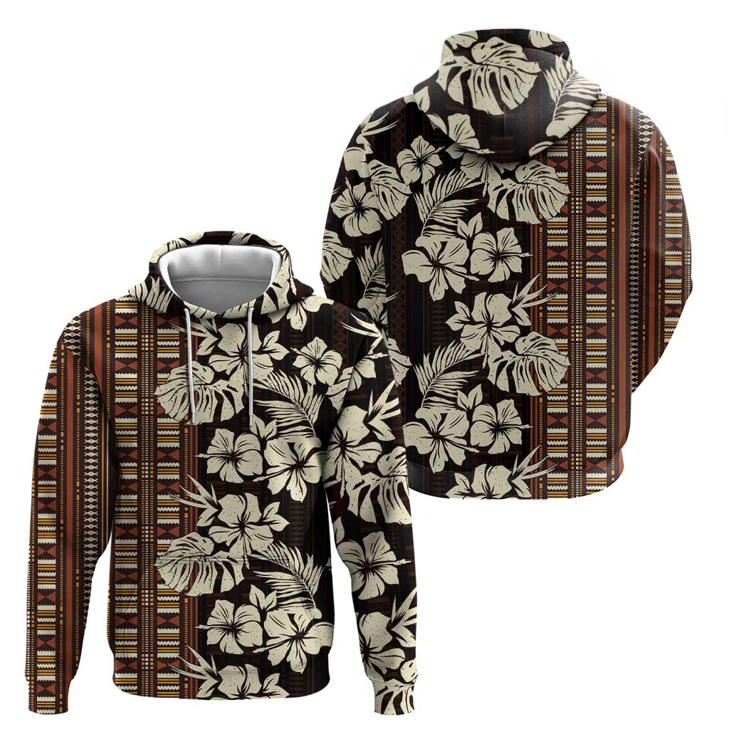 Bula Fiji Masi Zip Hoodie Tapa Tropical Hibiscus Half Stylized LT14 - Polynesian Pride