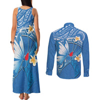 Polynesia Diabetes Awareness Month Couples Matching Tank Maxi Dress and Long Sleeve Button Shirt In November We Wear Blue