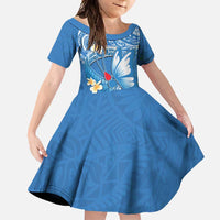 Polynesia Diabetes Awareness Month Family Matching Long Sleeve Bodycon Dress and Hawaiian Shirt In November We Wear Blue
