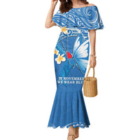 Polynesia Diabetes Awareness Month Family Matching Mermaid Dress and Hawaiian Shirt In November We Wear Blue