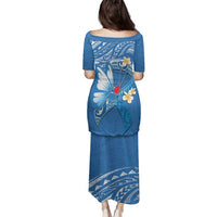 Polynesia Diabetes Awareness Month Family Matching Puletasi and Hawaiian Shirt In November We Wear Blue