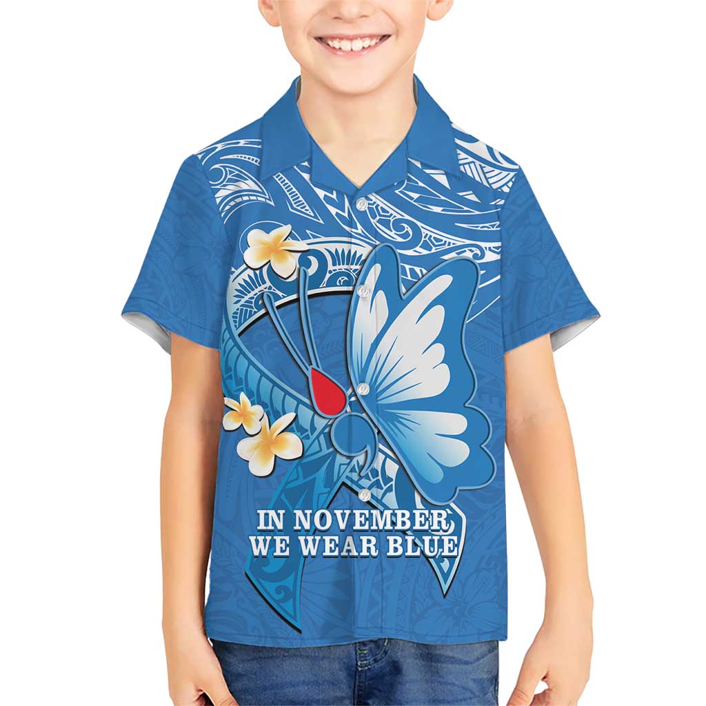 Polynesia Diabetes Awareness Month Kid Hawaiian Shirt In November We Wear Blue