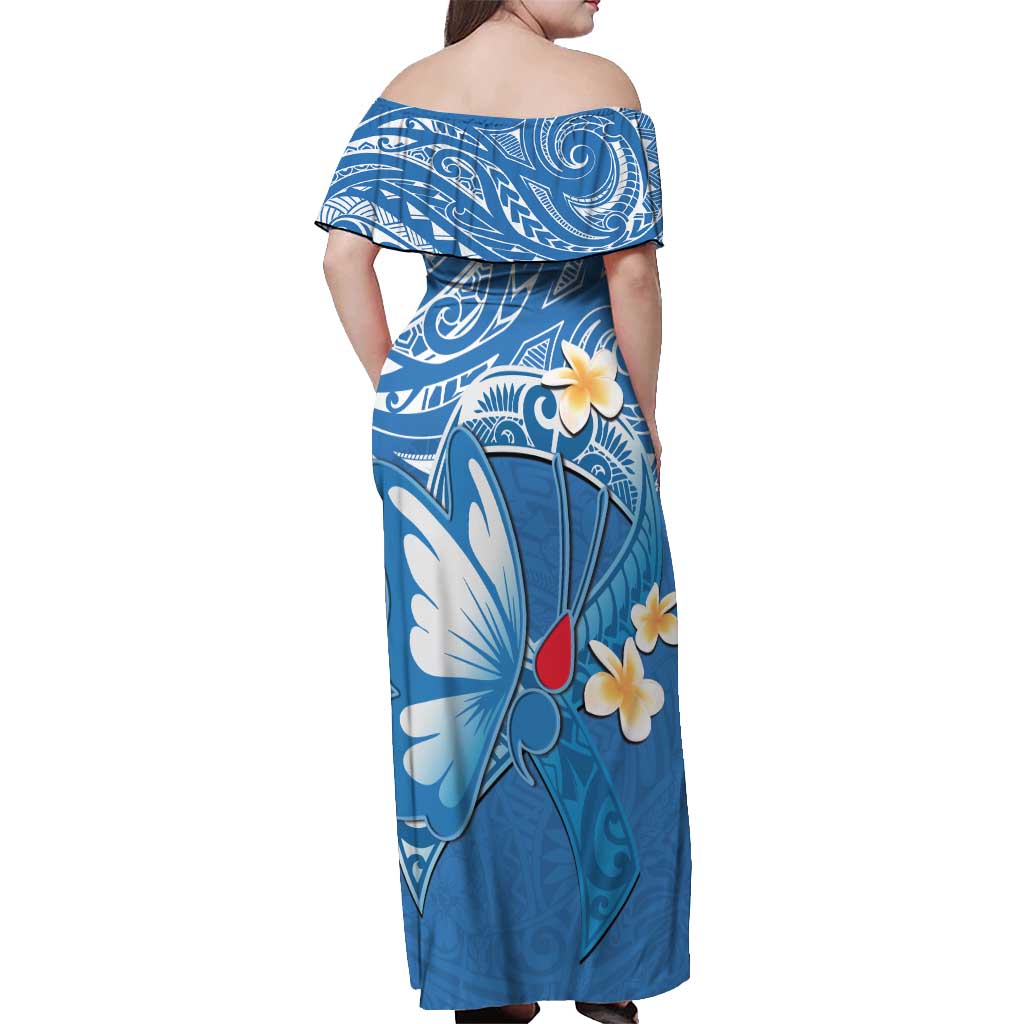 Polynesia Diabetes Awareness Month Off Shoulder Maxi Dress In November We Wear Blue