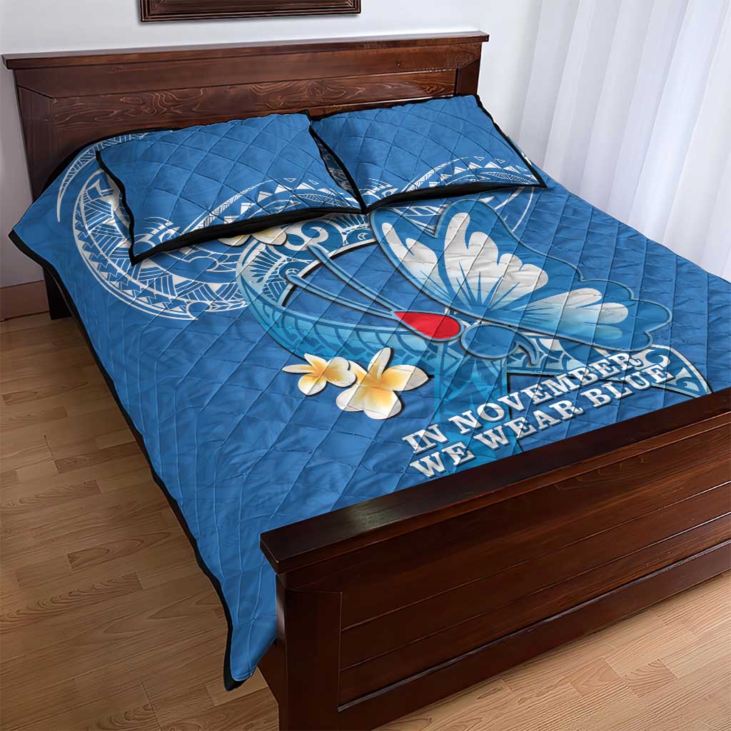 Polynesia Diabetes Awareness Month Quilt Bed Set In November We Wear Blue