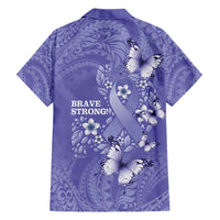 Polynesia Stomach Cancer Awareness Family Matching Short Sleeve Bodycon Dress and Hawaiian Shirt Periwinkle Ribbon Brave Strong!