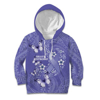Polynesia Stomach Cancer Awareness Kid Hoodie Periwinkle Ribbon Brave Strong!