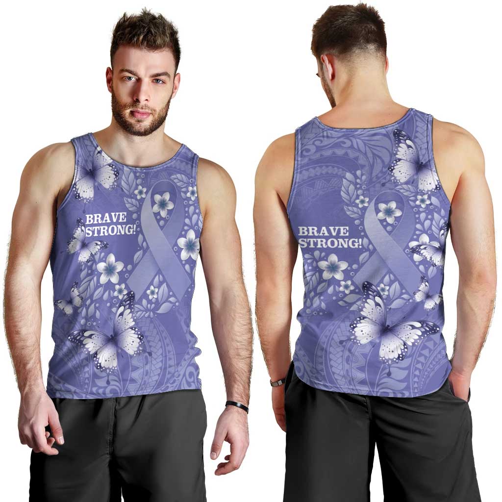 Polynesia Stomach Cancer Awareness Men Tank Top Periwinkle Ribbon Brave Strong!