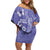 Polynesia Stomach Cancer Awareness Off Shoulder Short Dress Periwinkle Ribbon Brave Strong!