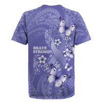 Polynesia Stomach Cancer Awareness Rugby Jersey Periwinkle Ribbon Brave Strong!