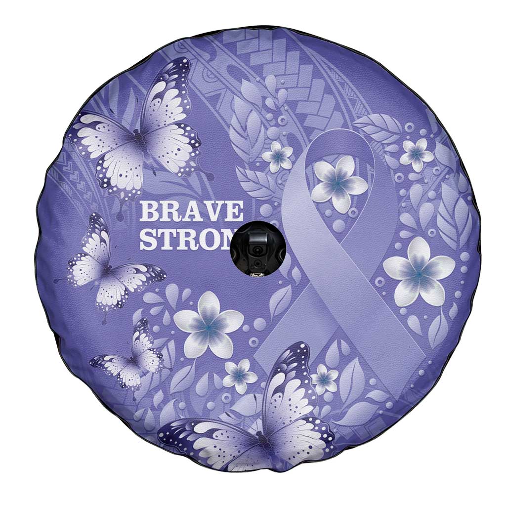 Polynesia Stomach Cancer Awareness Spare Tire Cover Periwinkle Ribbon Brave Strong!