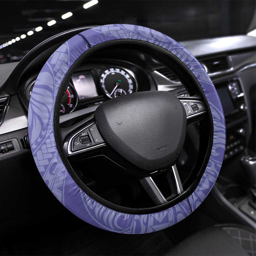 Polynesia Stomach Cancer Awareness Steering Wheel Cover Periwinkle Ribbon Brave Strong!