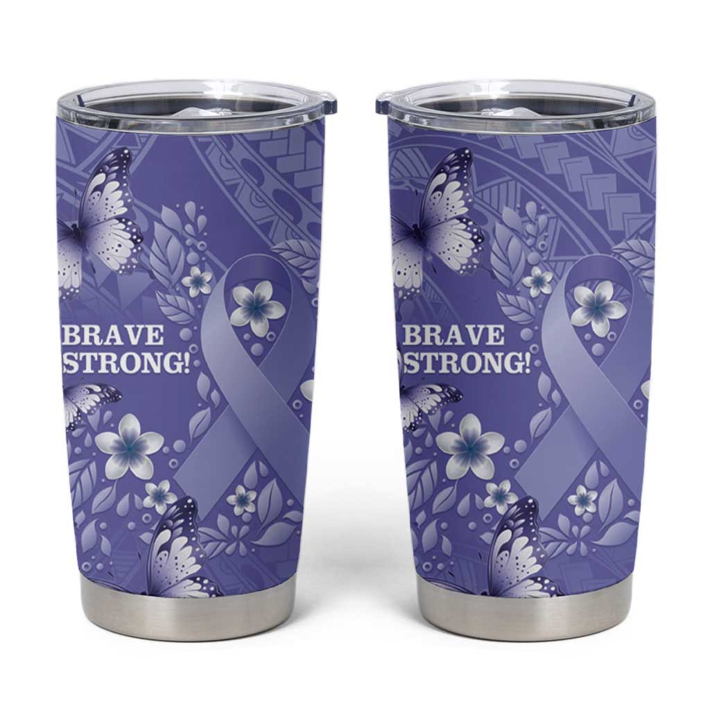 Polynesia Stomach Cancer Awareness Tumbler Cup Periwinkle Ribbon Brave Strong!