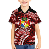 Malo e lelei Tonga Family Matching Long Sleeve Bodycon Dress and Hawaiian Shirt Tongan Ngatu Pattern Red Version LT14 Son's Shirt Red - Polynesian Pride