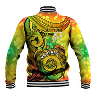 Halo Vanuatu Baseball Jacket Sand Drawing Turtle Polynesian Tropical Flowers LT14 - Polynesian Pride