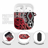 New Zealand AirPods Case Aotearoa Kowhaiwhai Mix Taniko Art - Red - Polynesian Pride