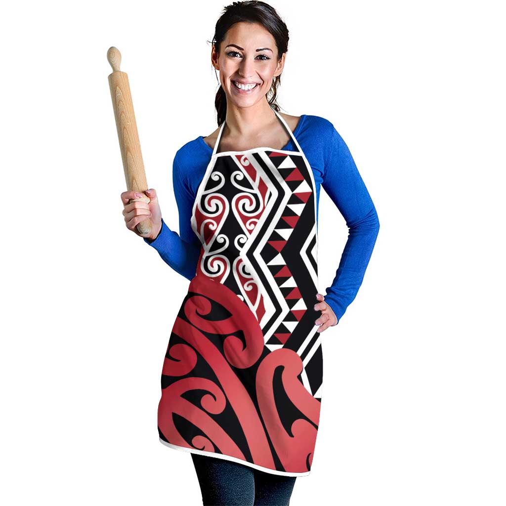 New Zealand Apron Aotearoa Kowhaiwhai Mix Taniko Art - Red - Polynesian Pride