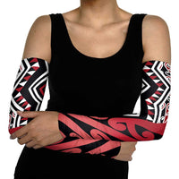 New Zealand Arm Sleeves Aotearoa Kowhaiwhai Mix Taniko Art - Red LT14 - Polynesian Pride