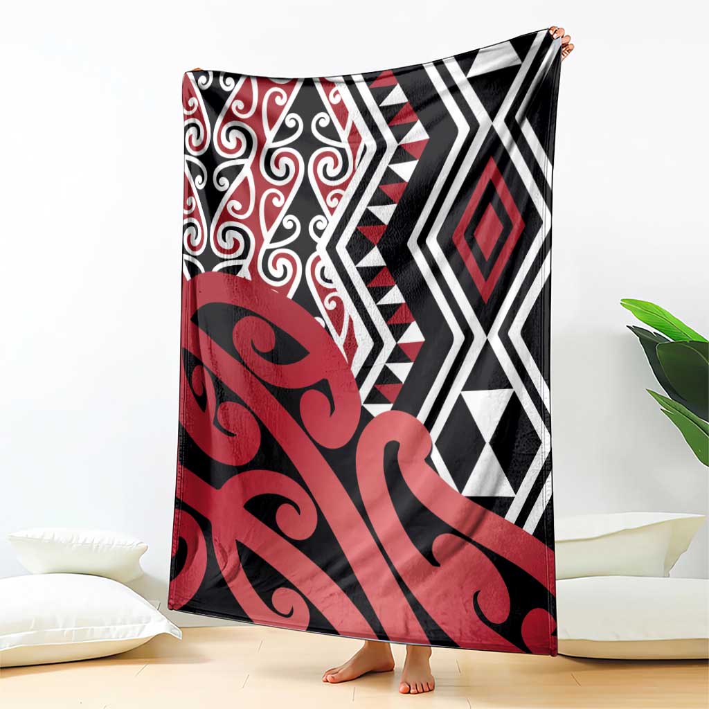 New Zealand Blanket Aotearoa Kowhaiwhai Mix Taniko Art - Red