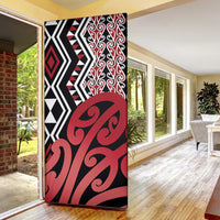 New Zealand Door Cover Aotearoa Kowhaiwhai Mix Taniko Art - Red - Polynesian Pride