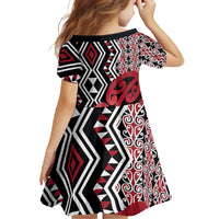 New Zealand Family Matching Long Sleeve Bodycon Dress and Hawaiian Shirt Aotearoa Kowhaiwhai Mix Taniko Art - Red LT14 - Polynesian Pride