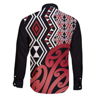 New Zealand Family Matching Short Sleeve Bodycon Dress and Hawaiian Shirt Aotearoa Kowhaiwhai Mix Taniko Art - Red LT14 - Polynesian Pride