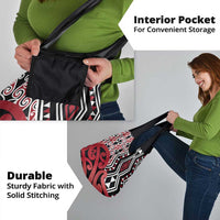 New Zealand Grocery Bag Aotearoa Kowhaiwhai Mix Taniko Art - Red