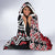 New Zealand Hooded Blanket Aotearoa Kowhaiwhai Mix Taniko Art - Red