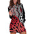 New Zealand Hoodie Dress Aotearoa Kowhaiwhai Mix Taniko Art - Red