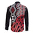 New Zealand Long Sleeve Button Shirt Aotearoa Kowhaiwhai Mix Taniko Art - Red