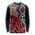 New Zealand Long Sleeve Shirt Aotearoa Kowhaiwhai Mix Taniko Art - Red