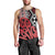 New Zealand Men Tank Top Aotearoa Kowhaiwhai Mix Taniko Art - Red